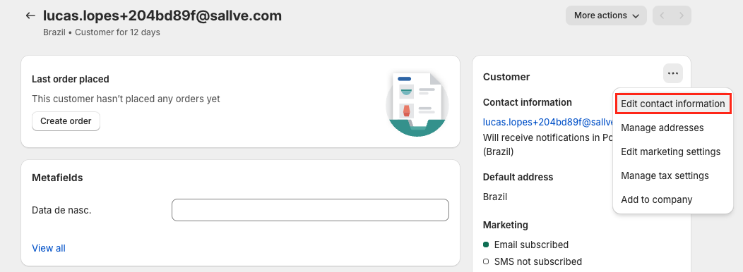 Mudar e-mail no perfil no Admin