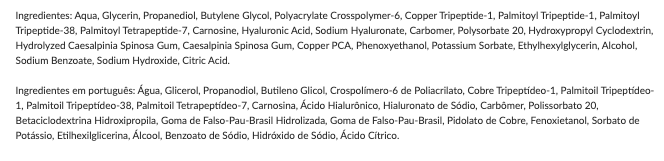 Lista de ingredientes