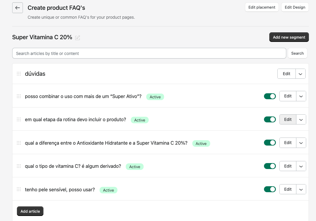 Lista de perguntas